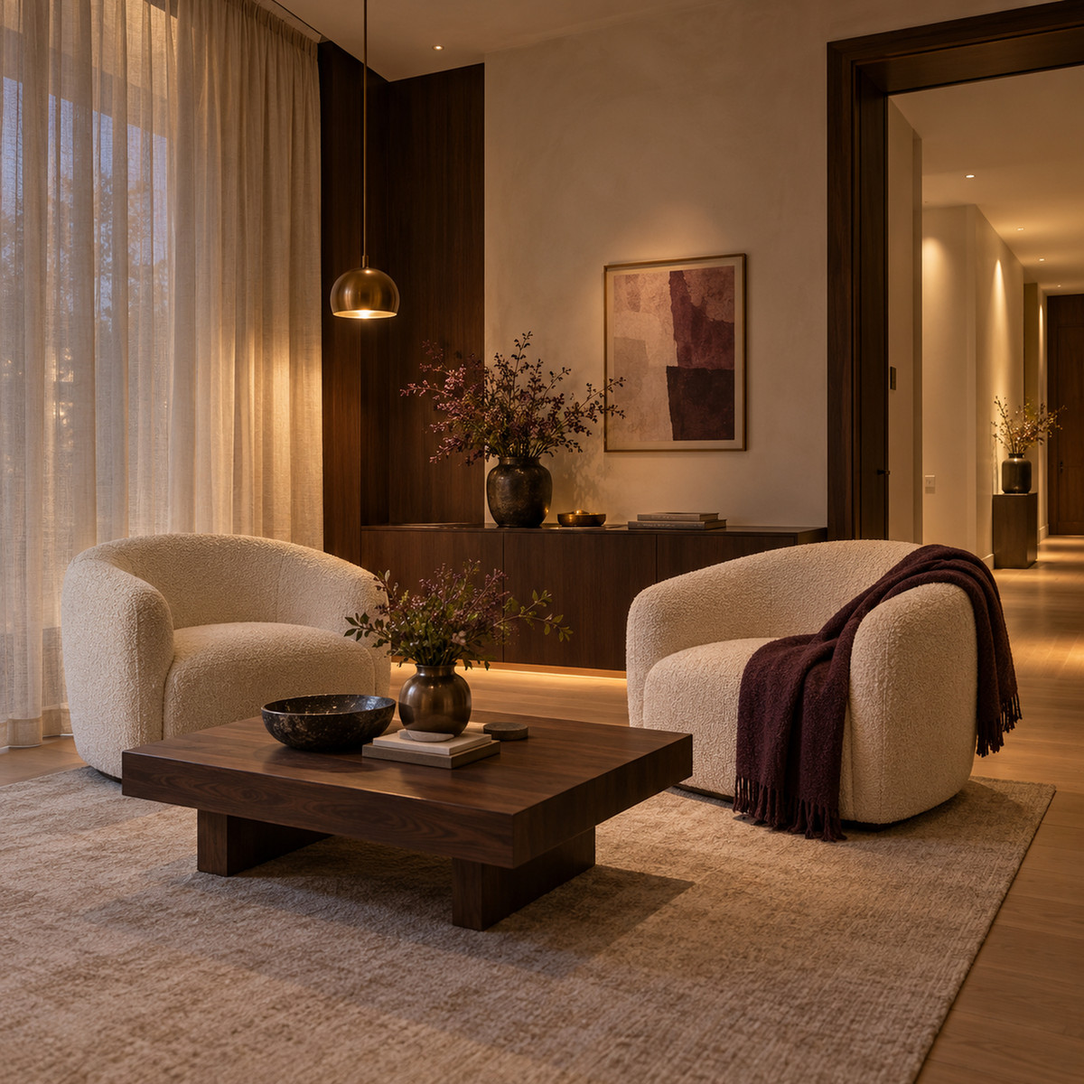 Consultation lounge with a pendant lamp